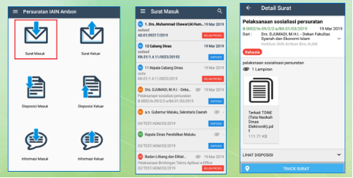 Tampilan halaman mobile eOffice Persuratan