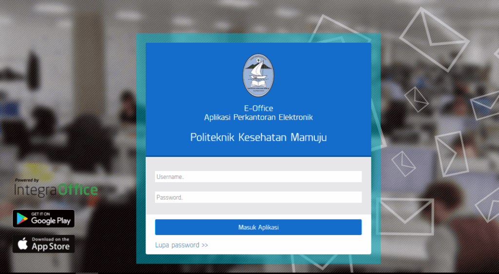 Mockup tampilan login Aplikasi Persuratan web Politeknik Kesehatan Mamuju