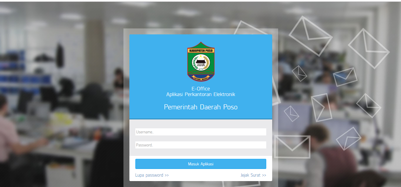 Mockup tampilan login Aplikasi Persuratan web Pemkab Poso