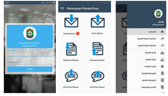 Mockup tampilan aplikasi Persuratan Pemkab Poso