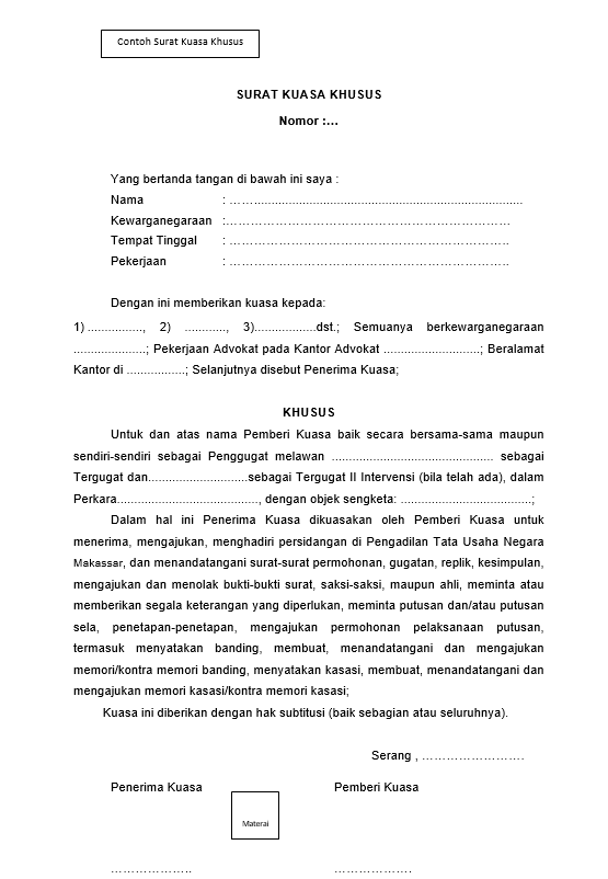 Surat kuasa khusus