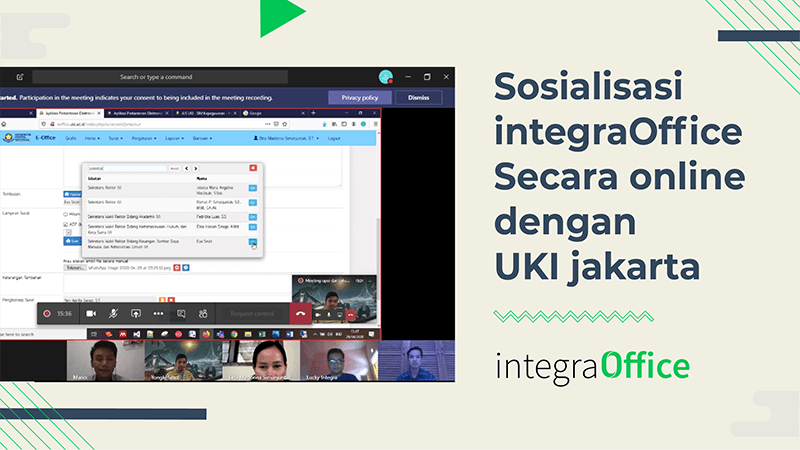 Sosialisasi integraOffice Secara online dengan UKI jakarta