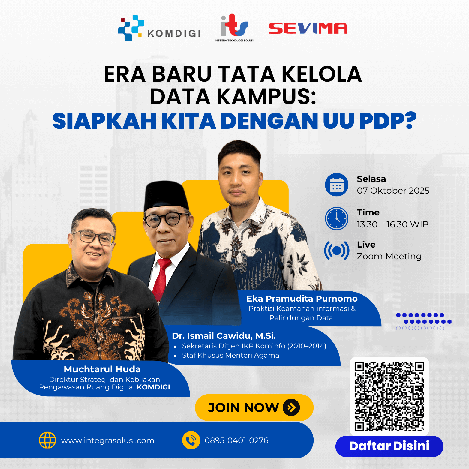 Webinar “Era Baru Tata Kelola Data Kampus Siapkah Kita dengan UU PDP”