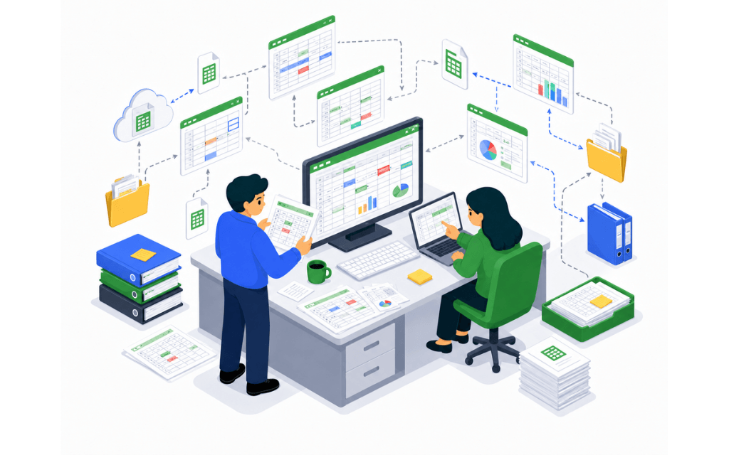 Data tersebar di banyak sheet dan file